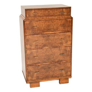 Art Deco Burr Walnut Chest of Drawers, 1930s For Sale