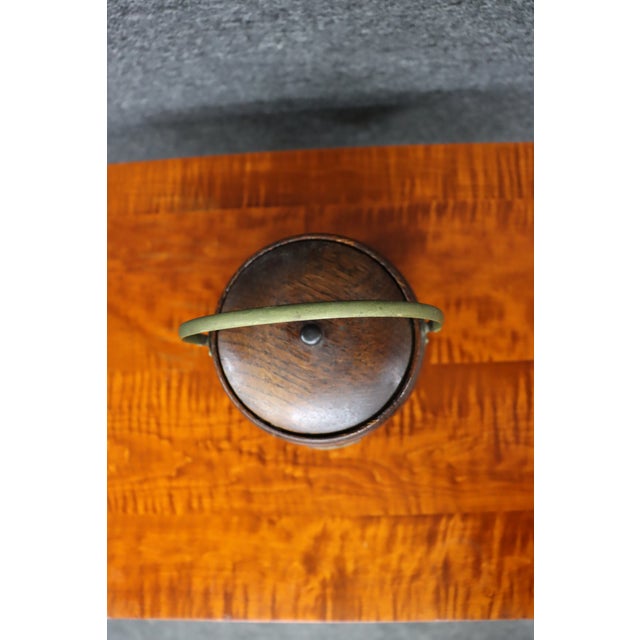 Late 19th Century Antique English Oak Biscuit Barrel With Porcelain Liner For Sale - Image 5 of 10