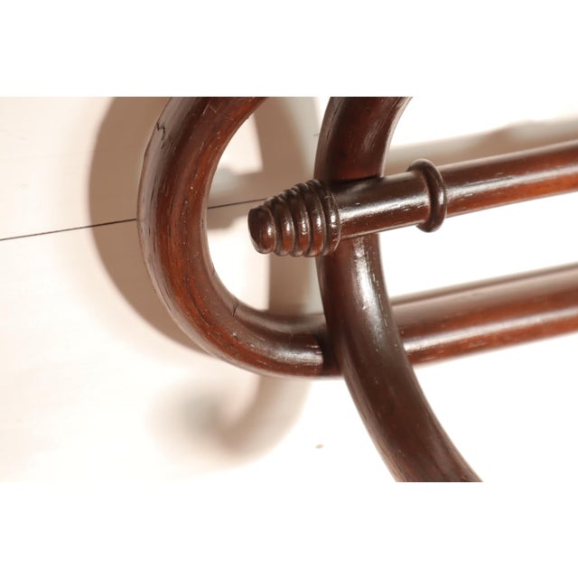 Vintage French Thonet Style Coat Hat Rack Wall Hanging Hooks Mahogany Art Nouveau Hall Tree For Sale - Image 6 of 11