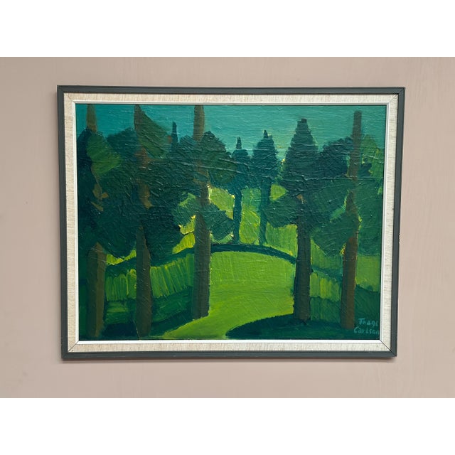 Original Mid Century Swedish Oil on Panel – “Forest” by Thage Carlson – Vintage & Framed – 87 × 70 cm (34.3" × 27.6") A...