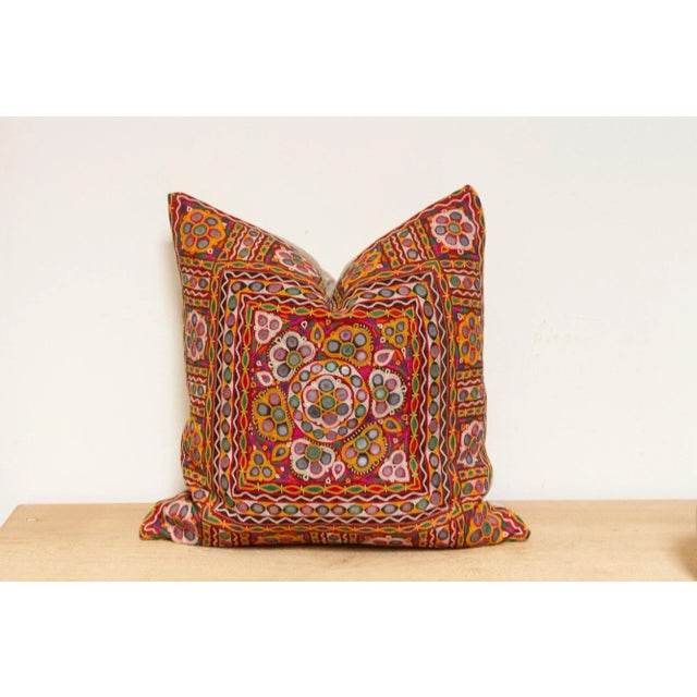 19th Century Jiya Rajasthani Embroidered Decorative Pillow For Sale - Image 5 of 8