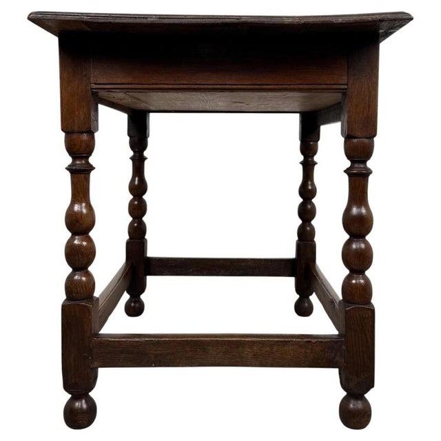 2000 - 2009 18th Century English Georgian Bobbin-Turned Oak Side Table For Sale - Image 5 of 12
