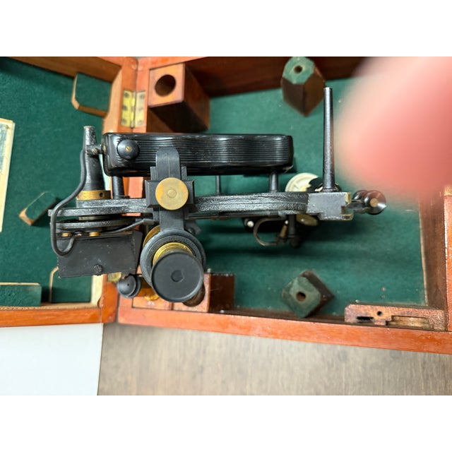 Nautical Marine Sextant by H. Hughes, London 1944 Original Mahogany Box, No Key For Sale - Image 10 of 12