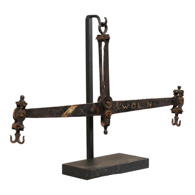 Mid 20th Century French Mercantile Iron Scale on Stand For Sale