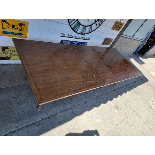Modern Long Oak Wood Dining Table. For Sale In Los Angeles - Image 6 of 18