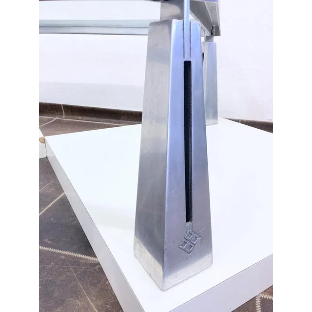 1980s Brutalist Coffee Table in Aluminum Glass by Peter Ghyczy, 1970s For Sale - Image 5 of 13