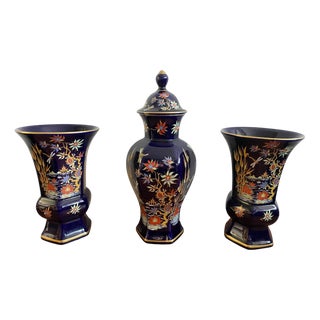 22K 3 Piece Mantel Set by Bareuther Waldsassen Bavaria For Sale