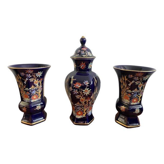 22K 3 Piece Mantel Set by Bareuther Waldsassen Bavaria For Sale