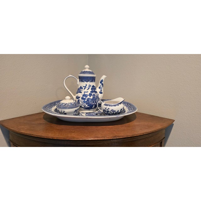 Chinoiserie Late 20th Century Blue Willow Chinoiserie Coffee Serving Set - Set of 4 For Sale - Image 3 of 11