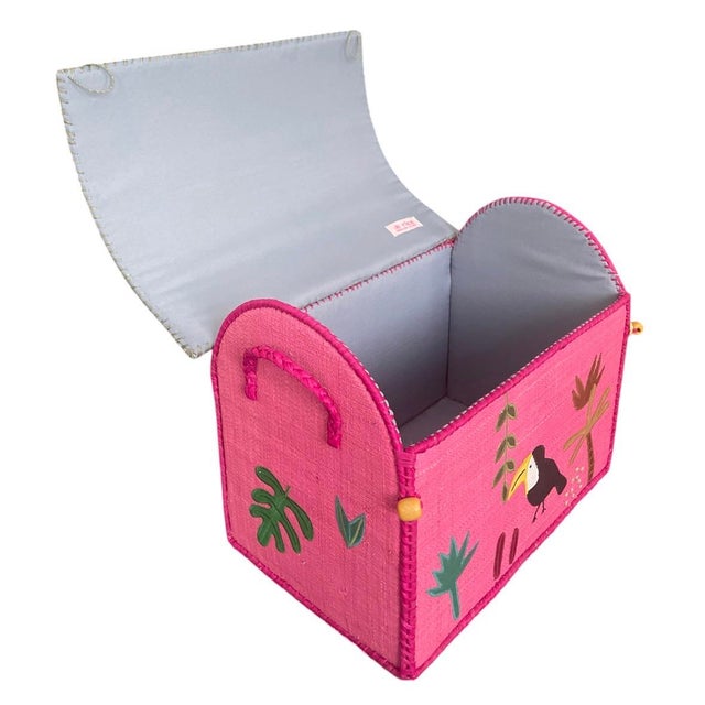 2000 - 2009 Handmade Madagascar Woven Raffia Toucan Children's Toy Box & Storage Trunk For Sale - Image 5 of 12