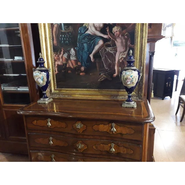 Cobalt Blue Porcelain Vases with Painting and Bronzes, Set of 2 For Sale - Image 10 of 13