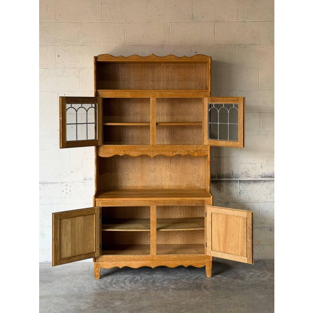 Mid-Century Modern s.h. Møbler Oak Hutch With Glass Doors Danish Mid-Century Modern 1960s For Sale - Image 3 of 11