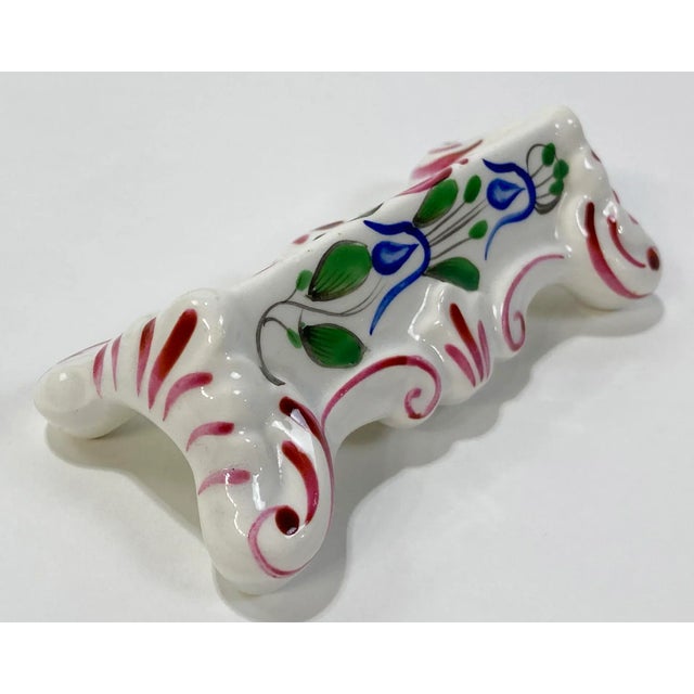 Antique French Porcelain Hand-Painted Knife Rests, S/6 For Sale - Image 10 of 12