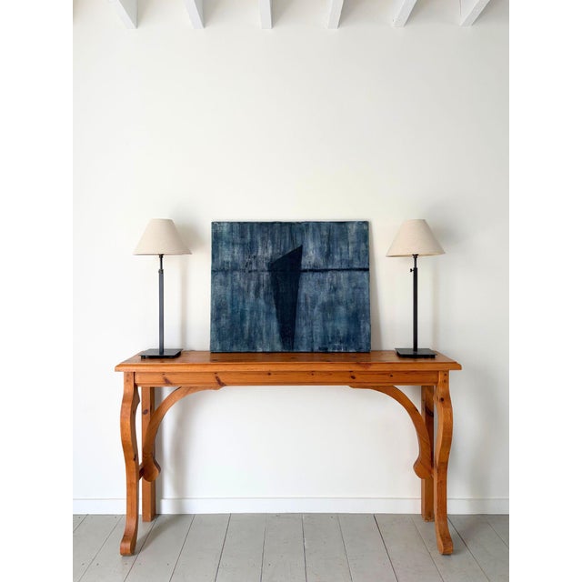 Frech Artist, Stylised Midnight Blue Abstract, 1990s, Oil on Canvas For Sale - Image 7 of 7