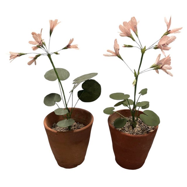 Rustic Pair of Artisan Flowers For Sale - Image 3 of 12
