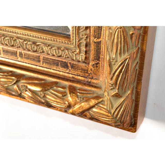 Early 20th Century Gilded Trumeau Beveled Mirror With Floral Oil Painting For Sale - Image 11 of 15