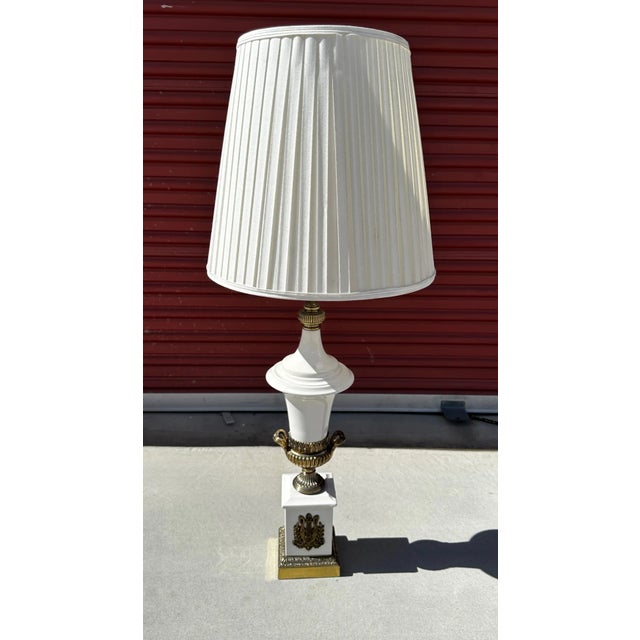 Vintage Westwood Industries White Porcelain/Brass Table Lamp For Sale - Image 11 of 11