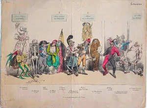 Le Caricature - Hand-Colored Lithograph by Jean-Jacques Grandville - 1831 1831