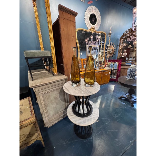 Glass Murano Amber Glass Lamps - a Pair For Sale - Image 7 of 7