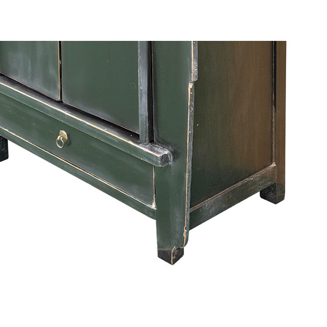 Vintage Distressed Black Hardware Credenza Console Sideboard Cabinet For Sale - Image 13 of 17