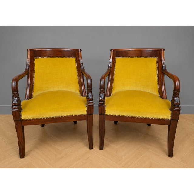 Empire Style Mahogany Armchairs with Dolphin Motifs, 1800s, Set of 2 For Sale - Image 6 of 6