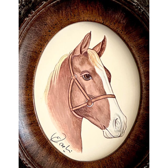 This hand-painted equestrian horse portrait is a beautiful study in classic detail and warm, earthy tones. The horse is...