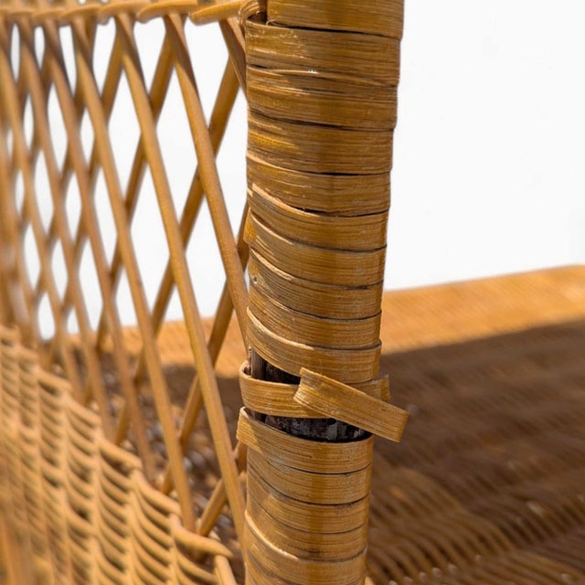 Vintage 1970s Arched Rattan & Cane Étagère, Four-Tier Shelf For Sale - Image 17 of 18