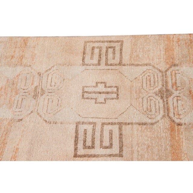 Mid 20th Century Vintage Turkish Handmade Beige Medallion Wool Runner For Sale - Image 10 of 13
