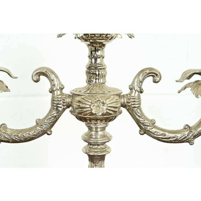 Tiffany & Co. Style Antique Victorian Silverplate Three-Light Candelabra For Sale - Image 9 of 14