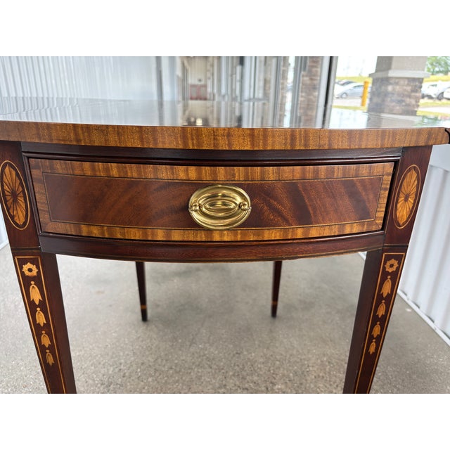 1980s Mahogany Hepplewhite Style Pembroke Table For Sale - Image 9 of 9