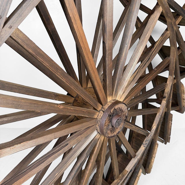 Large Japanese Wooden Suisha Water Wheel Wall Decor, 1900s For Sale - Image 13 of 15