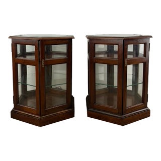 Pair of Vintage Low Lighted Display Cabinets With Lock & Key For Sale