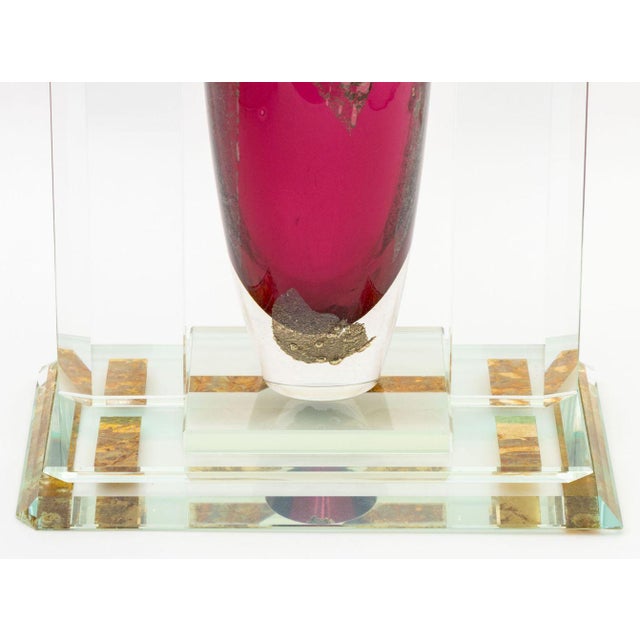Metal Illegibly Signed Postmodern Geometric Glass Vase, 1998 For Sale - Image 7 of 13
