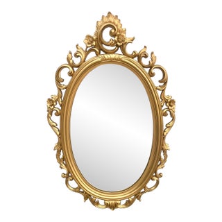Vintage 1969 Gold Ornate Syroco Mirror For Sale