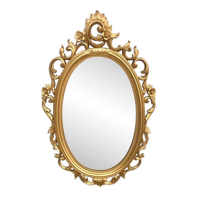 Vintage 1969 Gold Ornate Syroco Mirror For Sale