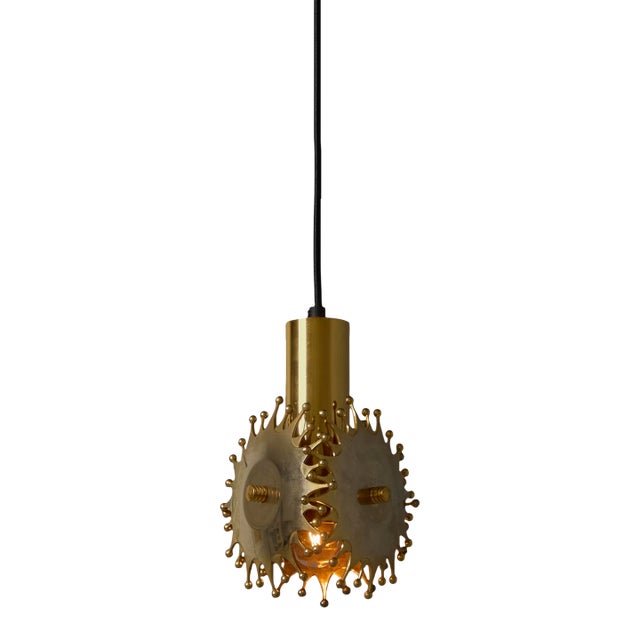 1960s Sculptural Brass Pendant Lamp by Armatur Hantverk Tibro, Sweden For Sale