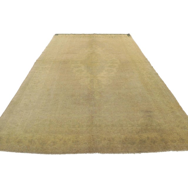 Modern Muted Vintage Turkish Oushak Rug - 04'05 X 08'06 For Sale - Image 3 of 10