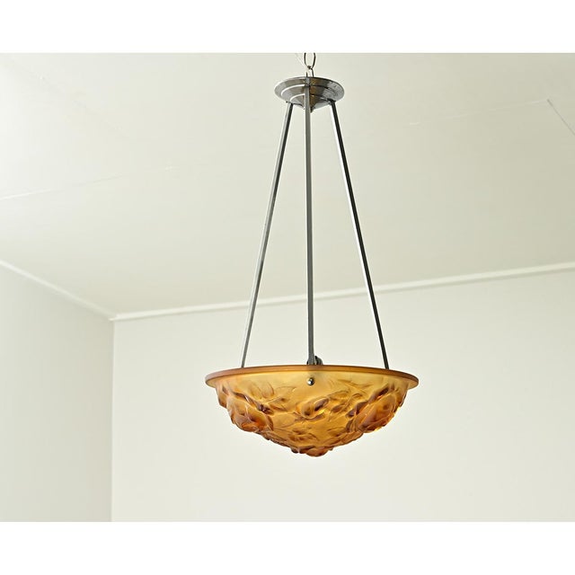 French Art Deco Amber Glass Ceiling Fixture For Sale - Image 11 of 12