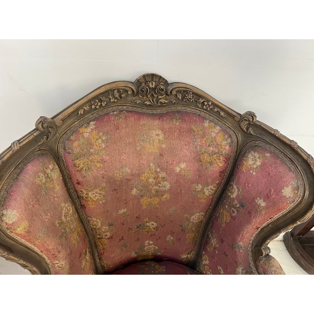 20th Century Louis XV Style Wing Chair in Patinated Beechwood For Sale - Image 4 of 18