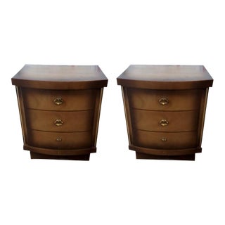 Mid-Century Modern Bow Front Nightstands - Set of 2 For Sale