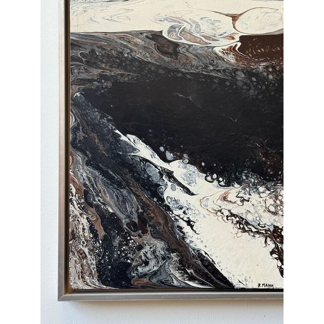 Mid-Century Modern Vintage Richard Mann "Black and White" Painting For Sale - Image 3 of 10