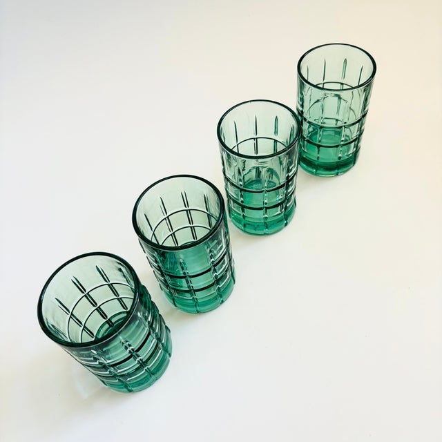 Mid-Century Modern Gridded Tumblers - Set of 4 - Anchor Hocking Tartan For Sale - Image 3 of 6