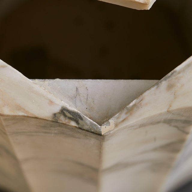 Faceted Grey + Ivory Marble Pedestal with Pentagonal Top, 1970s For Sale In Chicago - Image 6 of 7