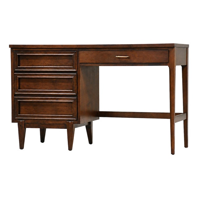 1960s Restored Walnut Mid Century Desk by Pepplers Furniture For Sale