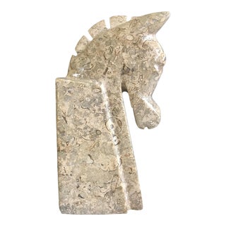 Vintage Mid-Century Stone Horse Head Bookend For Sale