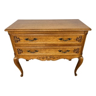 Vintage French Louis Style Oak Chest of 2 Drawers For Sale