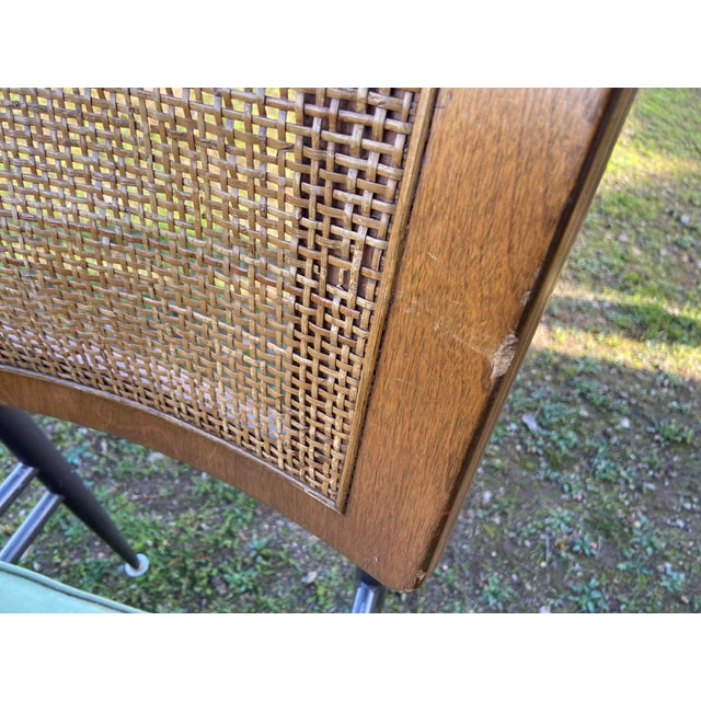 Vintage Mid Century Modern Oak Veneer Desk and Paul McCobb Cane Chair Style For Sale - Image 9 of 12