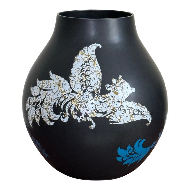 Vintage 2005 Hella Jongerius for Ikea Ps Jonsberg Vase - Matte Midnight Blue / Black Soviet Union Edition For Sale