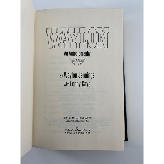 Traditional 1990s Leather-Bound, Signed First Edition - Waylon by Waylon Jennings For Sale - Image 3 of 12