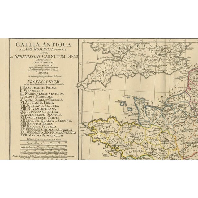 Gold Antique Map of Ancient Gaul Roman France and Low Countries, 1818 For Sale - Image 8 of 9